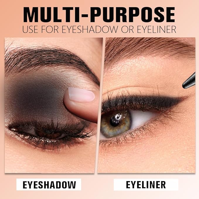 Black Eye shadow & Eyeliner Stick 2-in-1, Cream Eyeshadow Pencil + Gel Eyeliner | Waterproof, Smudge-Proof Eye Makeup Crayon for woman, Face & Lip | Twist-Up Eye Shadow Pen (charcoal night)