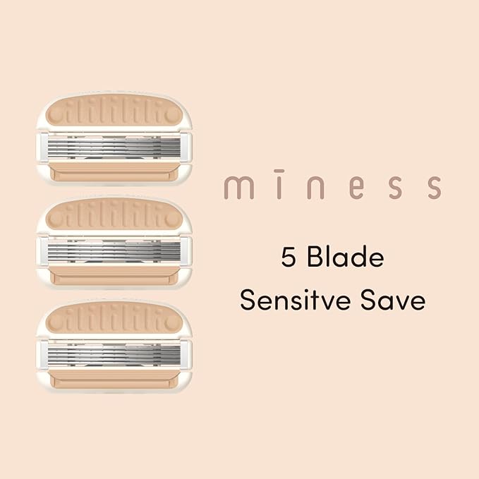 Kai Miness 5 Blade Razor Refill Cartridges, Gentle Beauty Groomer for Hair Removal, Ideal for Sensitive Skin, Japanese Steel Removes Body Hair, 3 Count