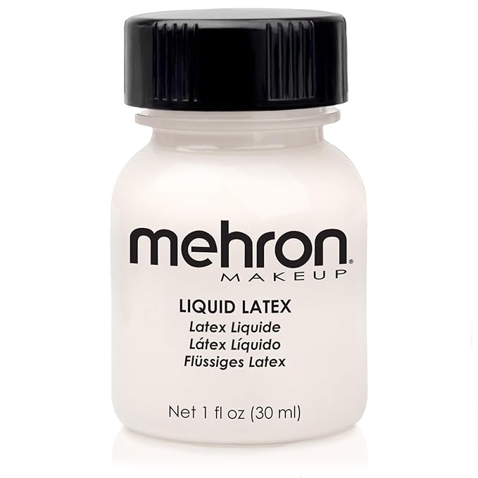 Mehron Makeup Liquid Latex | SFX Makeup | Halloween | Latex Glue for Skin | Prosthetic Glue 1 fl oz (30 ml) (Clear Flesh)