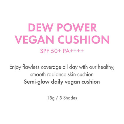 Amuse SEOUL Dew Power Vegan Cushion Foundation (1.5 NATURAL) | Dewy, glow, long-lasting, double coverage, clean beauty, lightweight, natural look, hydrating cushion