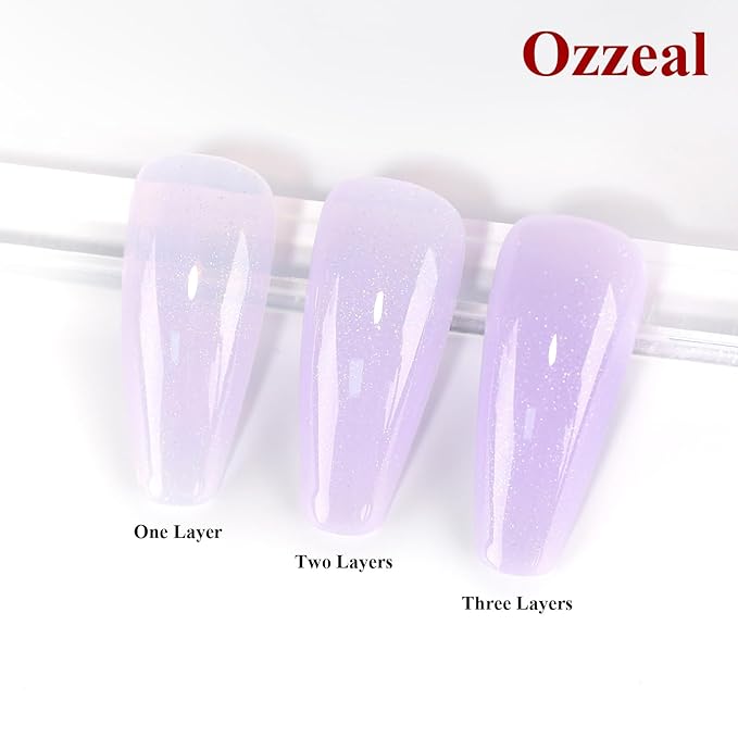 Jelly Gel Nail Polish,Lavender Purple Silver Glitter Shimmer Neutral Sheer Soak off UV/LED Iridescent Translucent Sparkly Nail Gel Polish for Nail Art DIY Manicure 0.5 Fl Oz