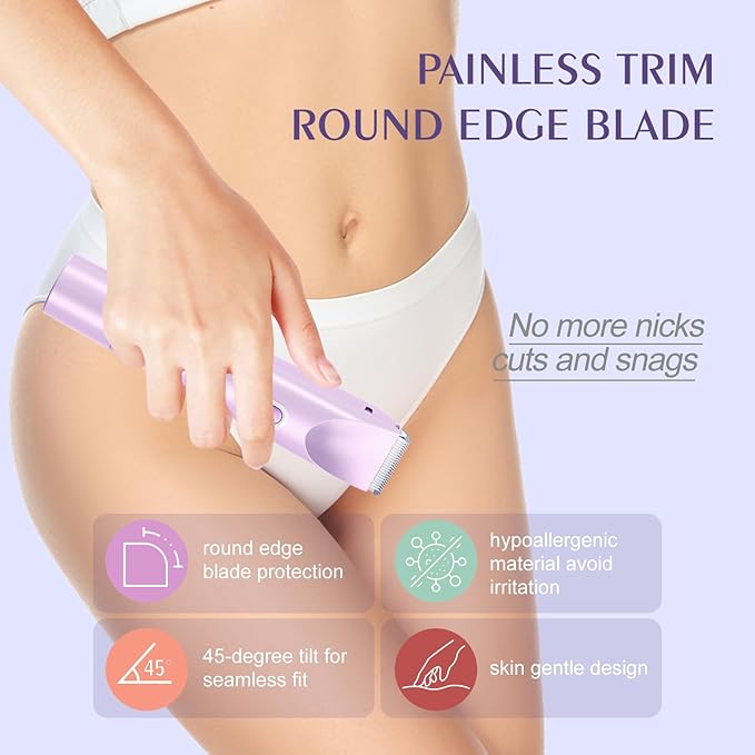 Dermave Bikini Shaver,Bikini Trimmer for Women,2-in-1 Electric Razors for Women(Light Purple)