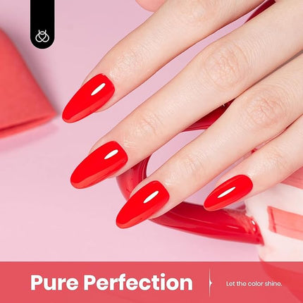 Beetles Red Gel Nail Polish, 15ml Red Color Soak Off UV LED Gel Polish, Nail Art Design Daring Grace Manicure Salon DIY Home Colorful Bottle Gifts for Women