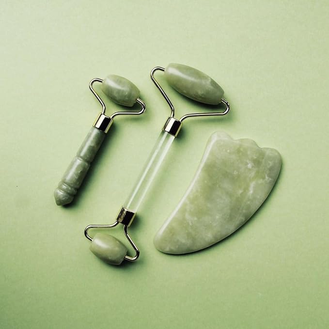 Mini Jade Face Roller - Authentic Jade Roller for Tension Relief, Puffiness & Radiant Skin, Relaxing Face Massager for All Skin Types