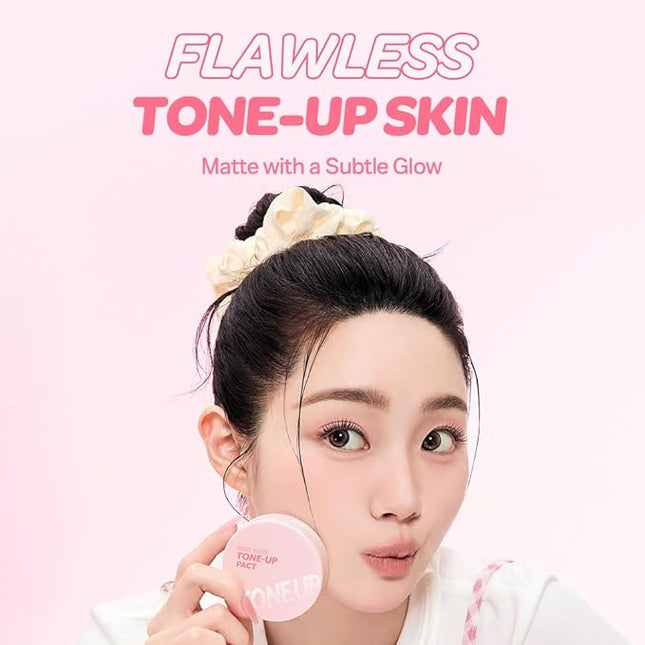 I'M MEME Compact - Tone-up Pact | Korean Pressed Setting Powder for Pink Blur Effect, with Calamine, Makeup Powder, Translucent Compact, Finishing Powder, Oil Control Face, Teen Girl Gifts, 0.35 Oz