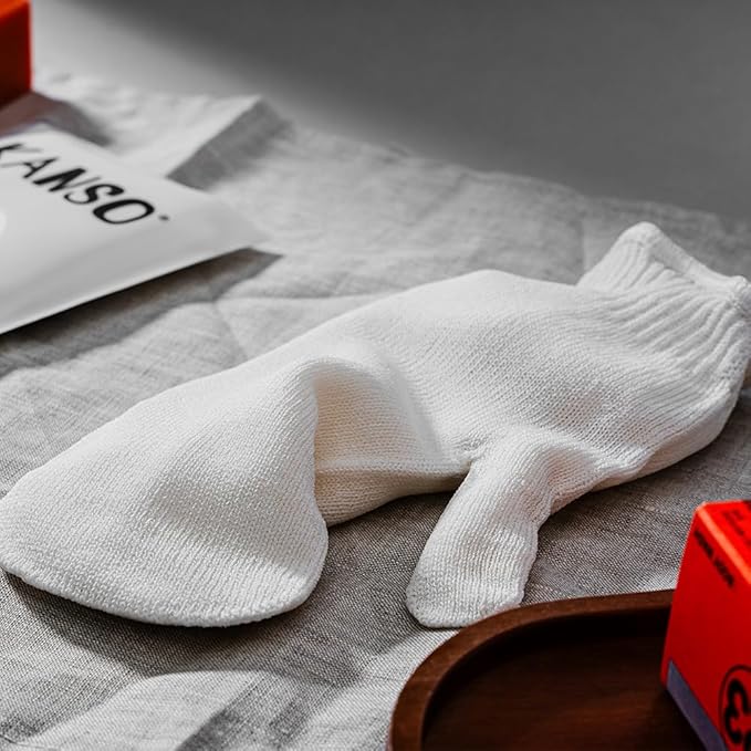 KANSO Exfoliating SONMOA Shower Towel – Natural Viscose Glove for Gentle Exfoliation, Chemical-Free, Hand-Sewn, Made in Korea (2-Pair Set)