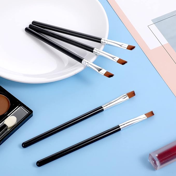 5Pcs Angled Eyeliner Brush, Fine Slanted Flat Angle Eye Liner Eyebrow Brush Eye Makeup Brush Soft Fibers Synthetic Bristles Eye Makeup Tool