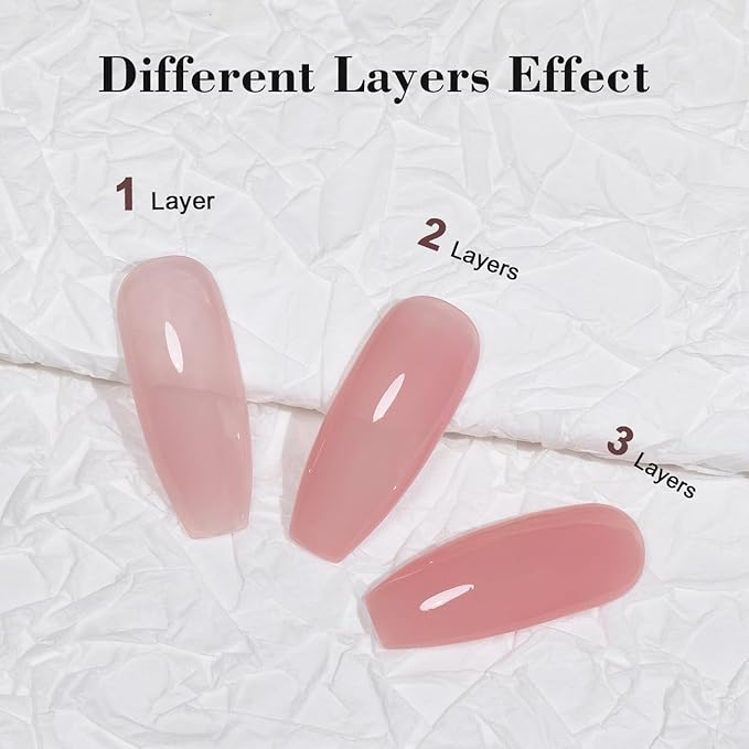 RARJSM Nude Gel Polish Soft Pink Skin Tone Neutral Color Sheer Jelly Gel Nail Polish 1PC 15ml Single Bottle Cream Transparent Pink Nail Gel Polish Soak off UV LED Cured for Home Salon DIY Manicure