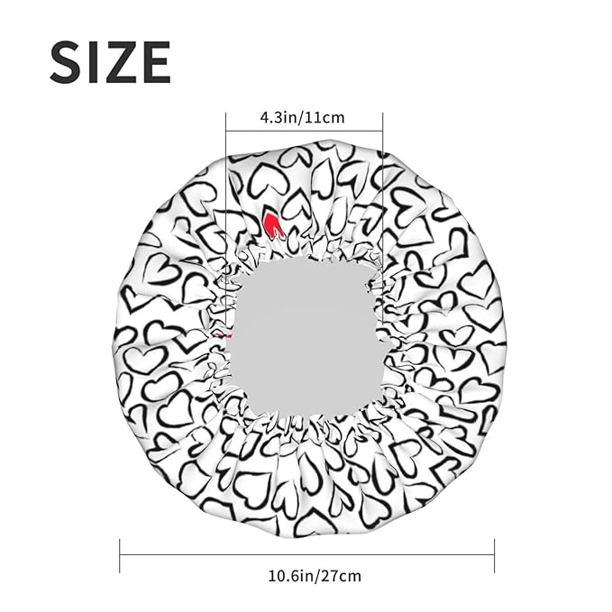 Love Hearts Shower Cap For Women Reusable Waterproof Double Layers Bath Cap Hair Protection Elastic Ladies Spa Salon Shower Hat