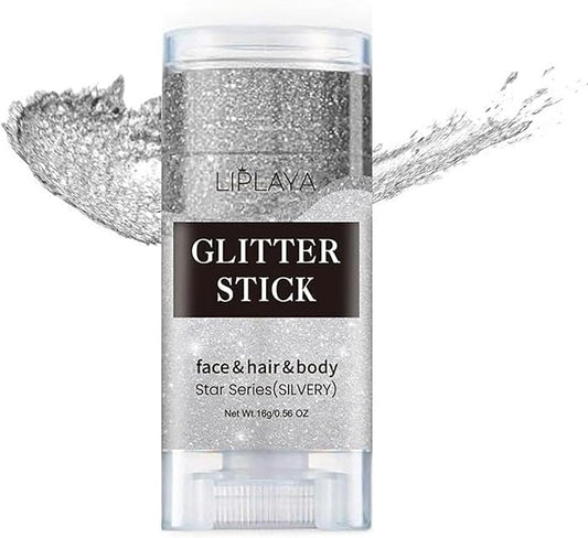 Silver Body Glitter Stick, Mardi Gras Accessories Girls Makeup Holographic Hair Glitter Gel.