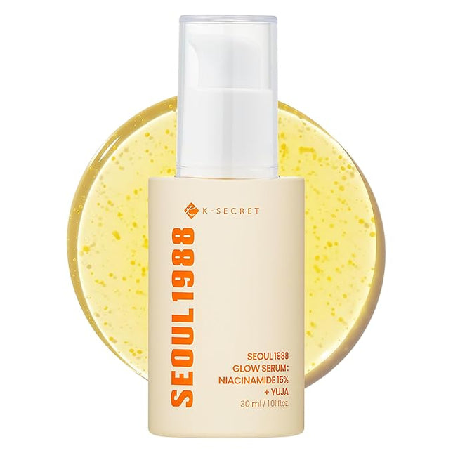 K-SECRET SEOUL 1988 Niacinamide Glow Serum – Formulated with 15% Niacinamide and Yuja | Hydrating Facial Serum for Dark Spots, Uneven Skin Tone | Korean Skincare, 30ml / 1.01 fl oz