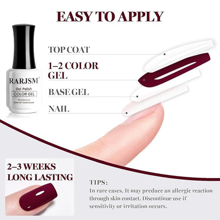RARJSM Magenta Gel Nail Polish Creamy Fuchsia Purple Red Gelpolish 15ML 1Pc Soak off Curing Required Nail Art French Manicure Salon DIY at Home Fall Winter