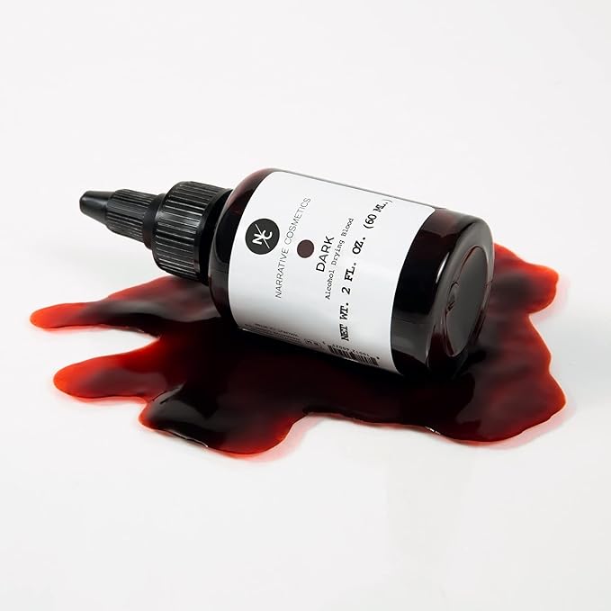 Alcohol Drying Blood, Ultra-Realistic Fake Liquid Blood, SFX Makeup for the Stage, Film, Halloween, and Cosplay - Dark 2oz