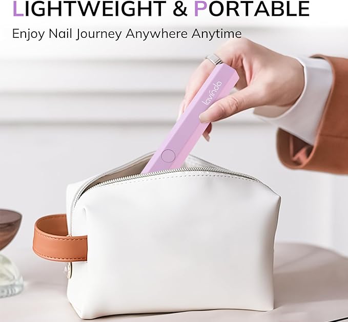 Lavinda Handheld UV Light for Gel Nails, Mini Nail Lamp, Portable Cordless Rechargeable UV Led Nail Lamp Nail Dryer for Fast Curing Gel Polish USB Flashlight for Home DIY Manicure
