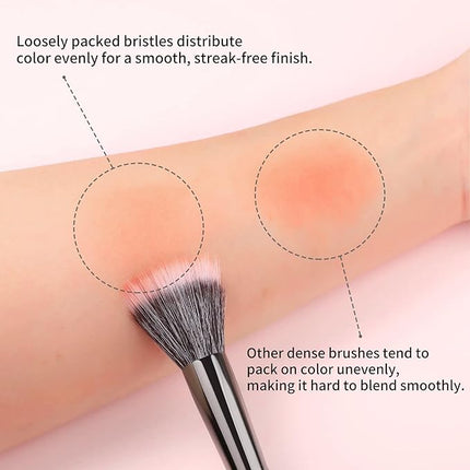 DUcare Stippling Blush Brush, Cheek Brush, Professional Brush for Blush, Bronzer & Foundation, Duo-Fiber Makeup Brush for Liquid, Cream, Putty & Powder(V07)