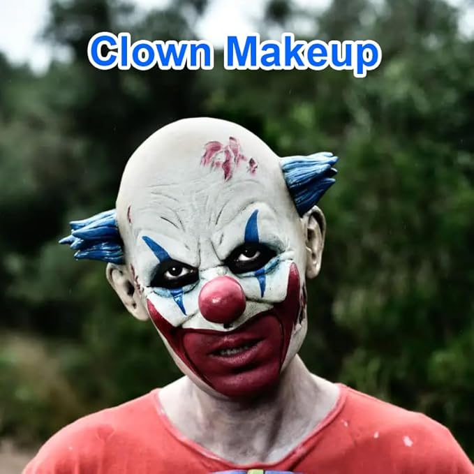 Red White Blue Face Body Paint, Halloween SFX Cosplay Clown Makeup, American Flag 3 Colors Prides Face Painting for Patriotic Veterans Day Independence Day 4th of July,Joker Makeup,12g