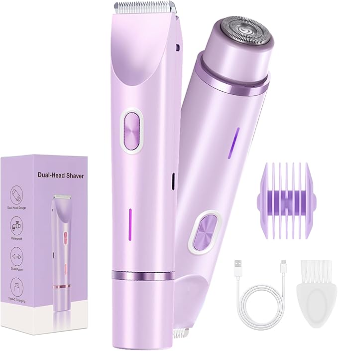 Dermave Bikini Shaver,Bikini Trimmer for Women,2-in-1 Electric Razors for Women(Light Purple)