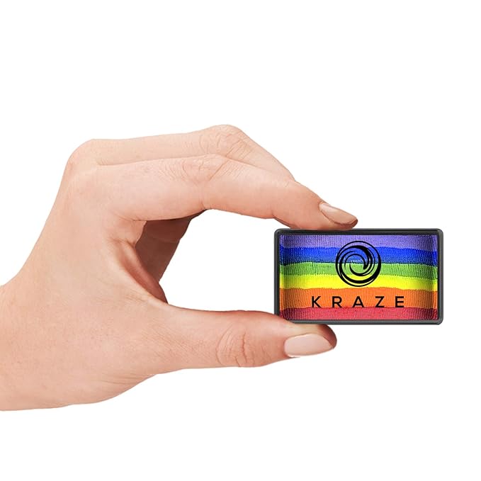 Kraze FX Dome Stroke - Essential Rainbow (25 gm), Professional 1-Stroke Split Cake, Hypoallergenic, Non-Toxic, Water Activated Face & Body Painting Makeup Supplies for Sensitive Skin, Kids, Adults