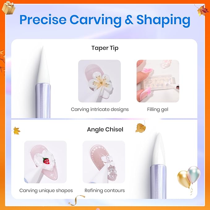 Beetles 5PCS Nail Art Dotting Tools Nail Art Sculpture Pen, Dual-Head Resin Nail Art Tools, Carving Drawing Tool, Silicone Brushes Set Pottery Clay Sculpting Tools Modeling Painting Tool DIY Art