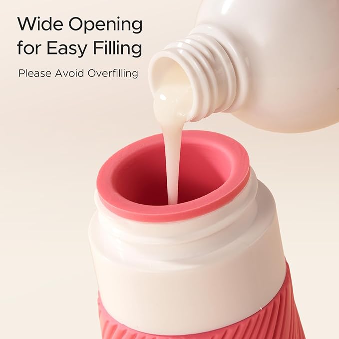 23 Pack TSA Approved Travel Bottles for Toiletries, Leak Proof Refillable Travel Size Containers Kit with Silicone Squeezable Bottles Jars for Shampoo Lotion Conditioner, in Clear Bag, Pink