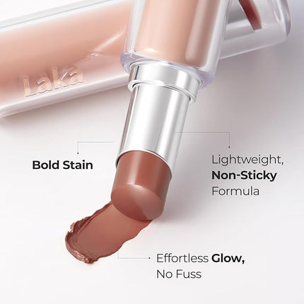 Laka 24HR Bonding Glow Lipstick, 3.7g/0.13oz., Long Lasting High-Shine Lipstick with Rich Color & Glassy Finish (#218 Raw)