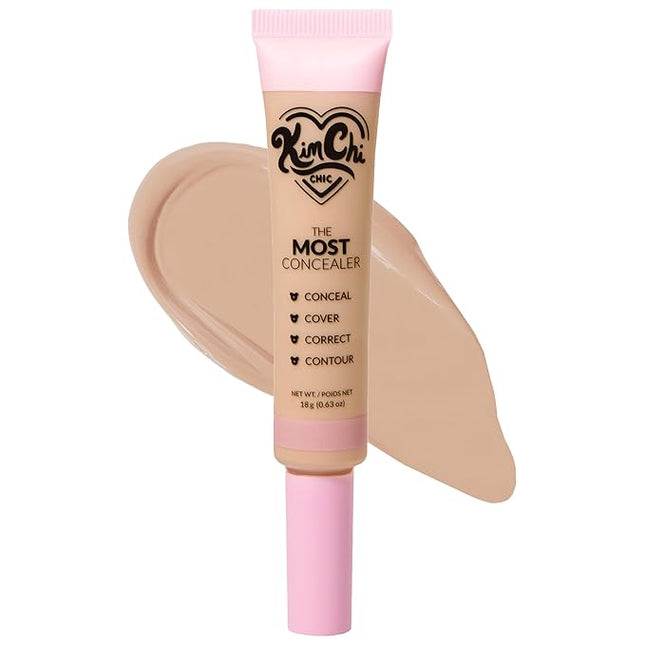 KimChi Chic Beauty The Most Concealer, Full Coverage Water Resistant Multi-Use Concealer, Conceal, Correct, Contour & Highlight, Matte Satin Finish, Brush Applicator, 0.63 oz, 04.5-Warm Alabaster