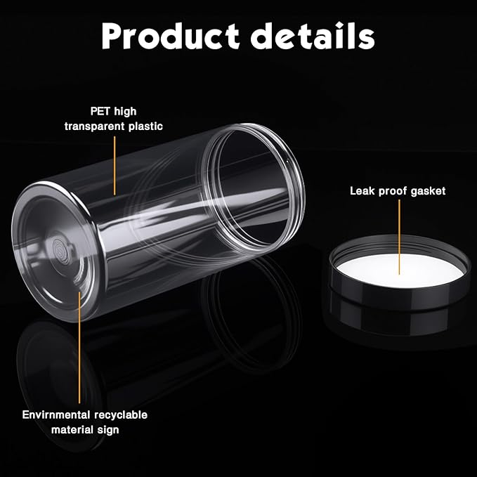 Patelai 4 Pieces Round Wide-mouth Leak Proof Plastic Container Jars with Lids for Travel Storage Makeup Beauty Products Face Creams Oils Salves Ointments DIY Making(32 Ounce,Black)