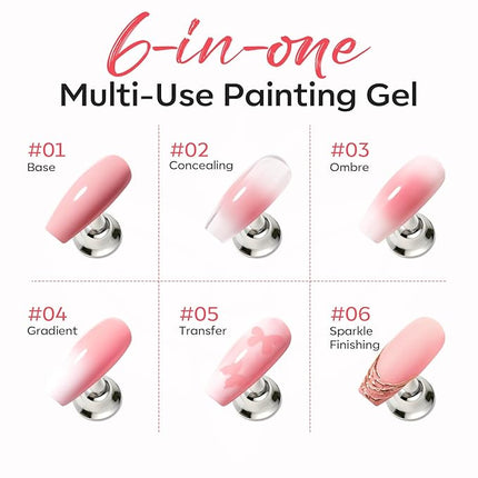 modelones Pat Paint Gel Nail Polish, 2 Colors Soak Off UV Patting Gel Polish Pigmented Colors for Ombre & Gradient & Blush Blooming & French Tip Nail Art, Pink Blaze