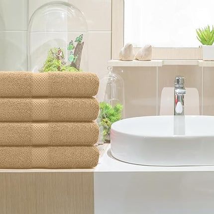 DAN RIVER 6-Pack Premium Hand Towels (16x28 Inches) - 100% Cotton, Ultra Soft, Lightweight, Highly Absorbent Towels for Bathroom, Spa, Gym, Salon, Hotel, and Travel - Tan