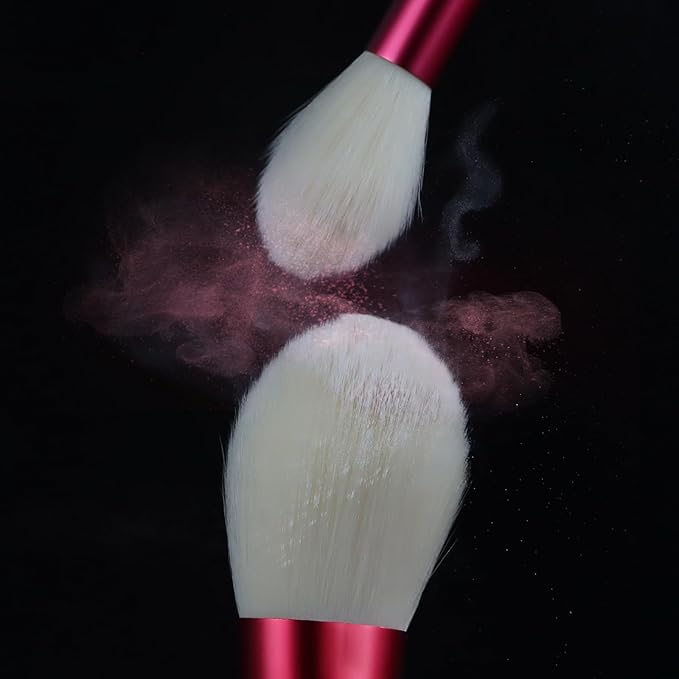 14-Piece Daily Makeup Brush Set - Essential Cosmetic Brushes Kit for Foundation, Concealer, Eyeshadow & Powder Blush, Professional Face Blending Brushes Kit for Women(Red)