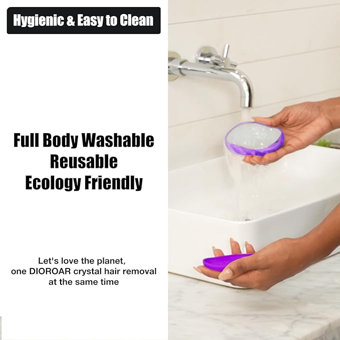 Crystal Hair Eraser,Upgrade Crystal Hair Remover,Physical Nano Glass Hair Removal Device,Painless Epilator and Exfoliator Without Shaver for Quick Soft Silky Skin(Violet)