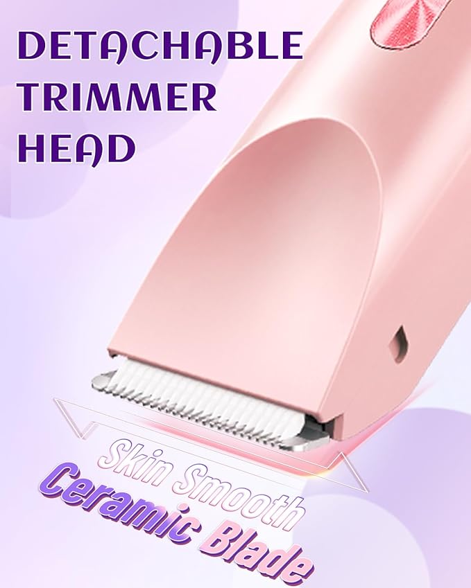 Dermawave Bikini Shaver Trimmer 2.0 for Women Pubic Hair, 2 in 1 Dual Head Painless Electric Razor for Bikini Line Area, Waterproof