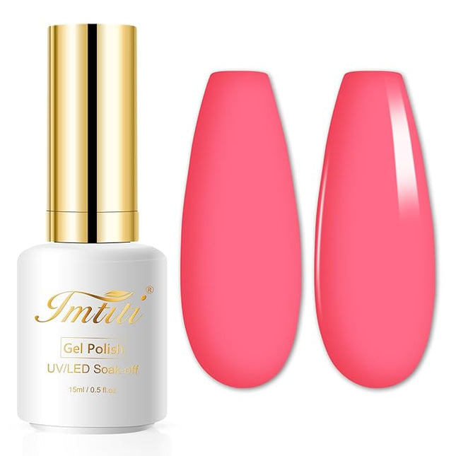 Imtiti Gel Nail Polish, 15ml Bright Pink Soak Off LED Polish for Nail Art Design, Manicure Salon DIY at Home
