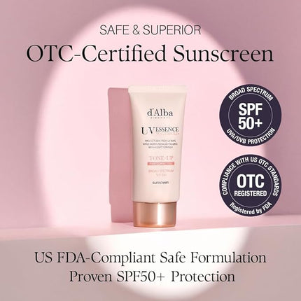d'alba Piedmont Waterfull Tone-Up Sunscreen Serum BROAD SPECTRUM SPF 50 + Korean Sunscreen for Face, All Skin Tones (1.69 fl.oz.)
