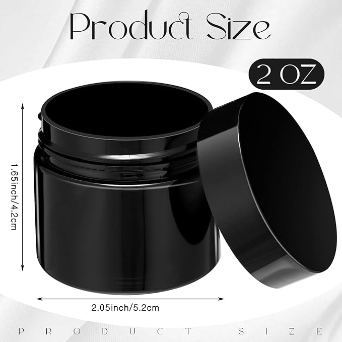 SATINIOR 36 Pieces 2 oz Plastic Jars with Lids Wide Mouth Airtight Reusable Container Acrylic Cosmetic Small Jars for Lotions Ointments Travel Toiletries Creams Make up Storage(Opaque Black)
