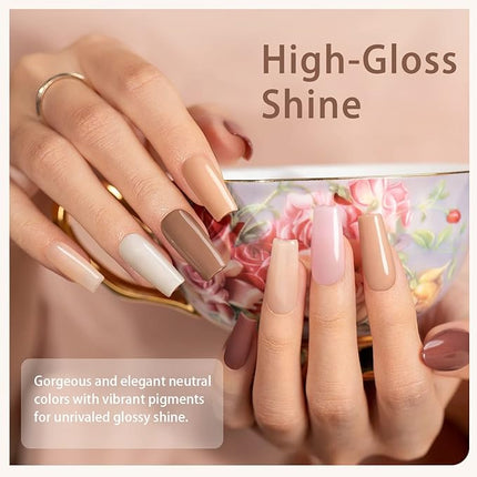 RARJSM Nude Gel Nail Polish Set 6 Colors,Skin Tone Neutral Nail Gel Polish 7.5ml Clear Pink Coffee Brown Beige for Fall Winter Soak Off Nail Art For French Tip Home Manicure DIY Nail Design