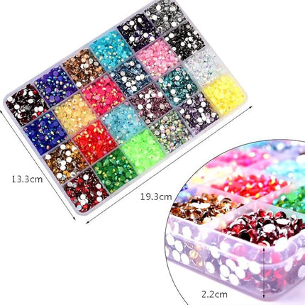 Sunfairy 14000PCS Mixed Size 4MM Jelly ab Resin Rhinestones Box with Tools On Rhinestones for Tumblers Nails Crystals Flatback Colorful Glitter Gems Charms Accessories DIY 3D Nail Art Decorations