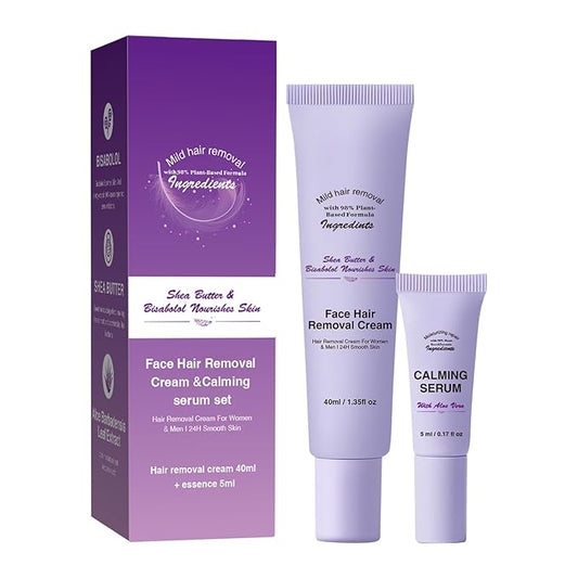 Facial Hair Removal Cream and Calming - SerumHair Remover For Women Men, Gentle Formula, Safe for Sensitive Skin, Quickly and Gently Removes Hair