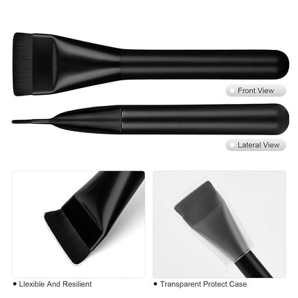 2Pcs Flat Foundation Brush,Face Mask Brush Makeup Spatula Facial Brush for Liquid Foundation Mask,Premium Face Korean Makeup Brush for Blending Cream (Black&Black)