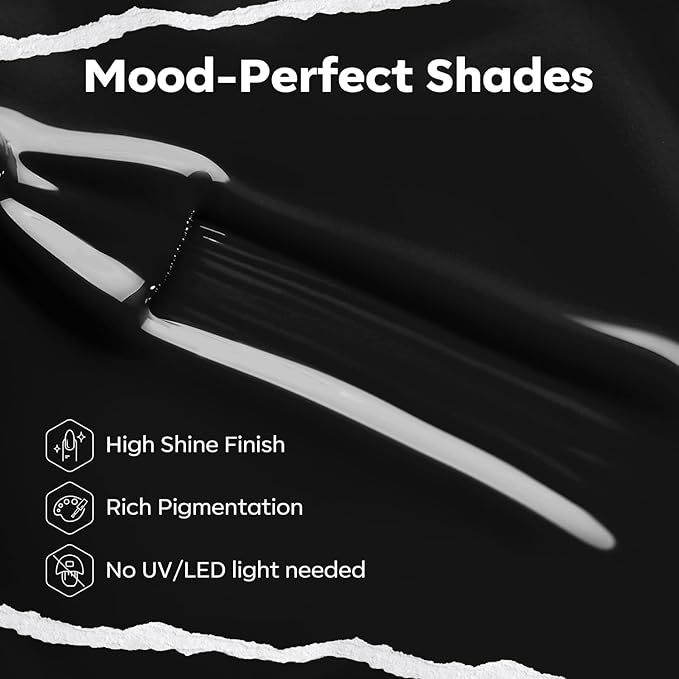 modelones Nail Polish, 15 ml Classic Black Nail Polish Quick Dry Nail Strengthener Long Last Shine Fingernail Toe Nail Art DIY Home Travel Manicure Gift for Women Girls 0.5 Fl Oz