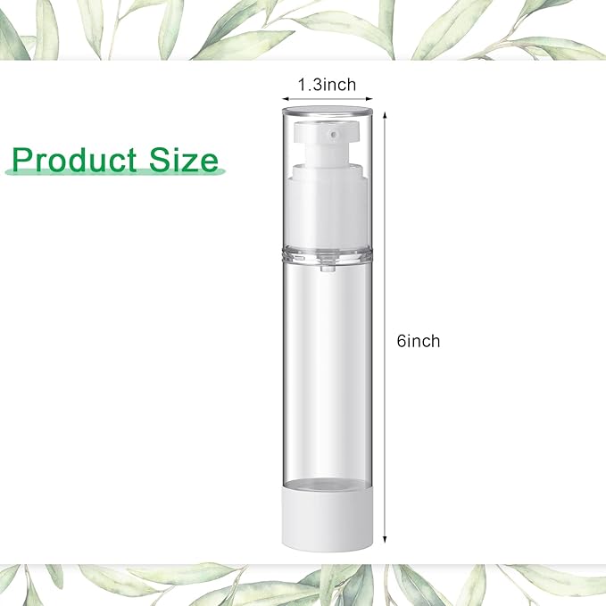 Sabary 60 Pcs Clear Airless Pump Bottles Refillable Cosmetic Travel Size Dispenser Vacuum Plastic Travel Bottles Empty Lotion Pump Dispenser Liquid Toiletry Container(1.7 oz)