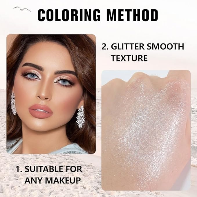 Glittler Single Eye Shadow Palette Makeup, Sheer White Sparkle Shimmer Monochrome Eyeshadow For Old Women, Pigmented Waterproof Sombras Para Ojos, Vegan, Talc, Paraben & Cruelty Free, 02