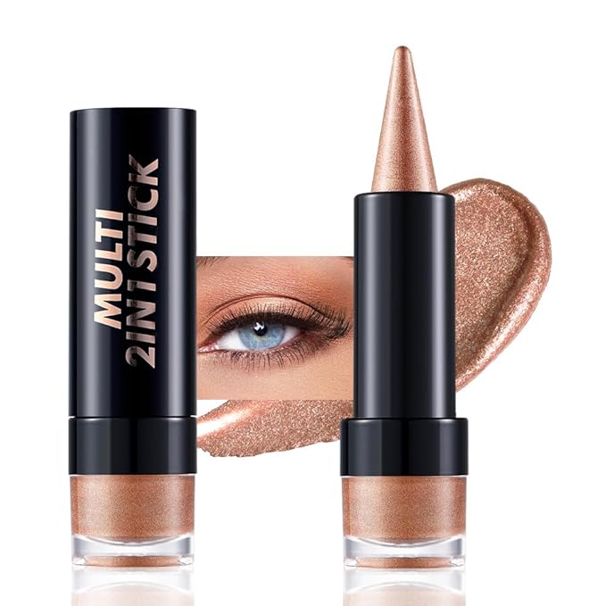 AMY'S DIARY Golden Sand Eye shadow & Eyeliner Stick 2-in-1, Cream Eyeshadow Pencil + Gel Eyeliner | Waterproof, Smudge-Proof Eye Makeup Crayon for woman, Face & Lip | Twist-Up Eye Shadow Pen