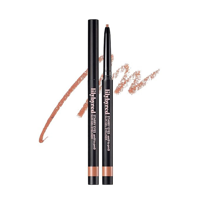 lilybyred Starry Eyes Am9 to Pm9 Slim Gel Eyeliner | Korean Ultra-Slim 2mm Gel Eyeliner, Intense Color Payoff, Creamy Formula, Easy Blending, Smudge-Proof, Long-Lasting, 0.004 oz. (06 Ginger Milk Tea)