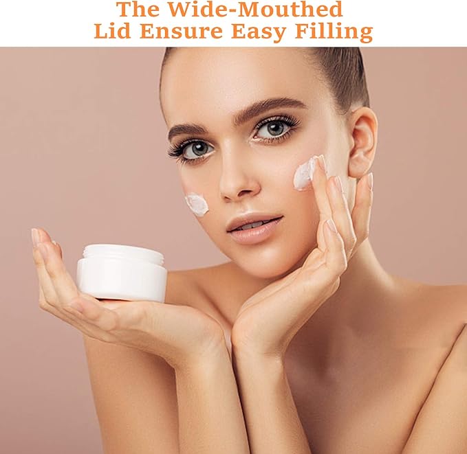 Plastic Containers Akamino White Plastic Lotion Jar with Inner Liners and Dome Lids for Make-up Cosmetic, Creams, Lotions, Refillable Travel Airtight Container Storage (1.25 Oz, 37 ML, 12 PCS)