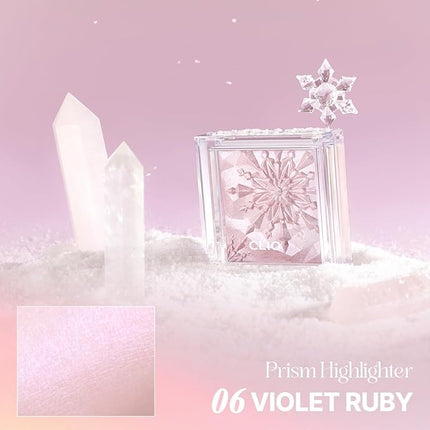 CLIO Prism Highlighter makeup, High Glossy Face Illuminator, Pearl Shimmer Smooth Baked Powder, Glitter Long- Lasting (6 Colors) (06 Violet Ruby, One Size)