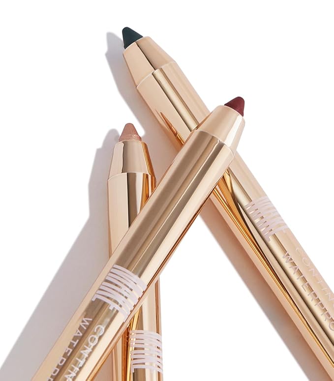MAKE Beauty Continuum Waterproof Gel Eyeliner Pencil. Creamy, Pigmented Multi-Use, including Waterline with Built-in Sharpener and Blending Brush. Smudge-Proof Makeup. Shade - Gamma Ray, Olive