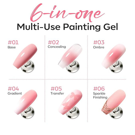 modelones Pat Paint Gel Nail Polish, 2 Colors Soak Off UV Patting Gel Polish Pigmented Colors for Ombre & Gradient & Blush Blooming & French Tip Nail Art, Ivory Blush