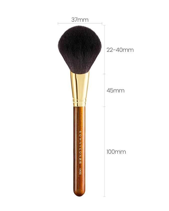 Desert Oak Series Sloped Umbrella Powder Brush - Angled Top for Effortless Powder Application, Premium Goat Hair Bristles with Bubinga Handle & Golden Brass Ferrule (CM 162)