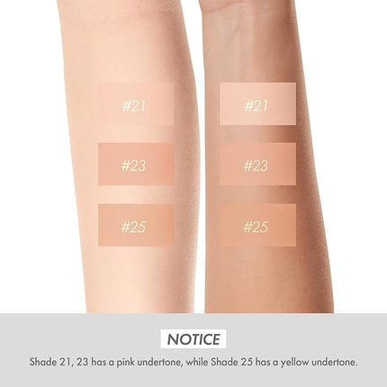 Blending Cushion 4-in-1 Korean Cushion Foundation with Italian Caviar, Collagen & Hyaluronic Acid - 12HR Long Lasting, Hydrating & Age-Defying Makeup Concealer 0.44 oz (#23 Natural Beige)